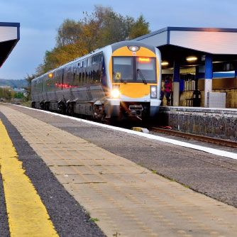 train arriving at a station