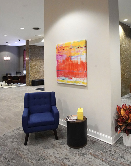 inviting lobby of Wyncote House Apartments